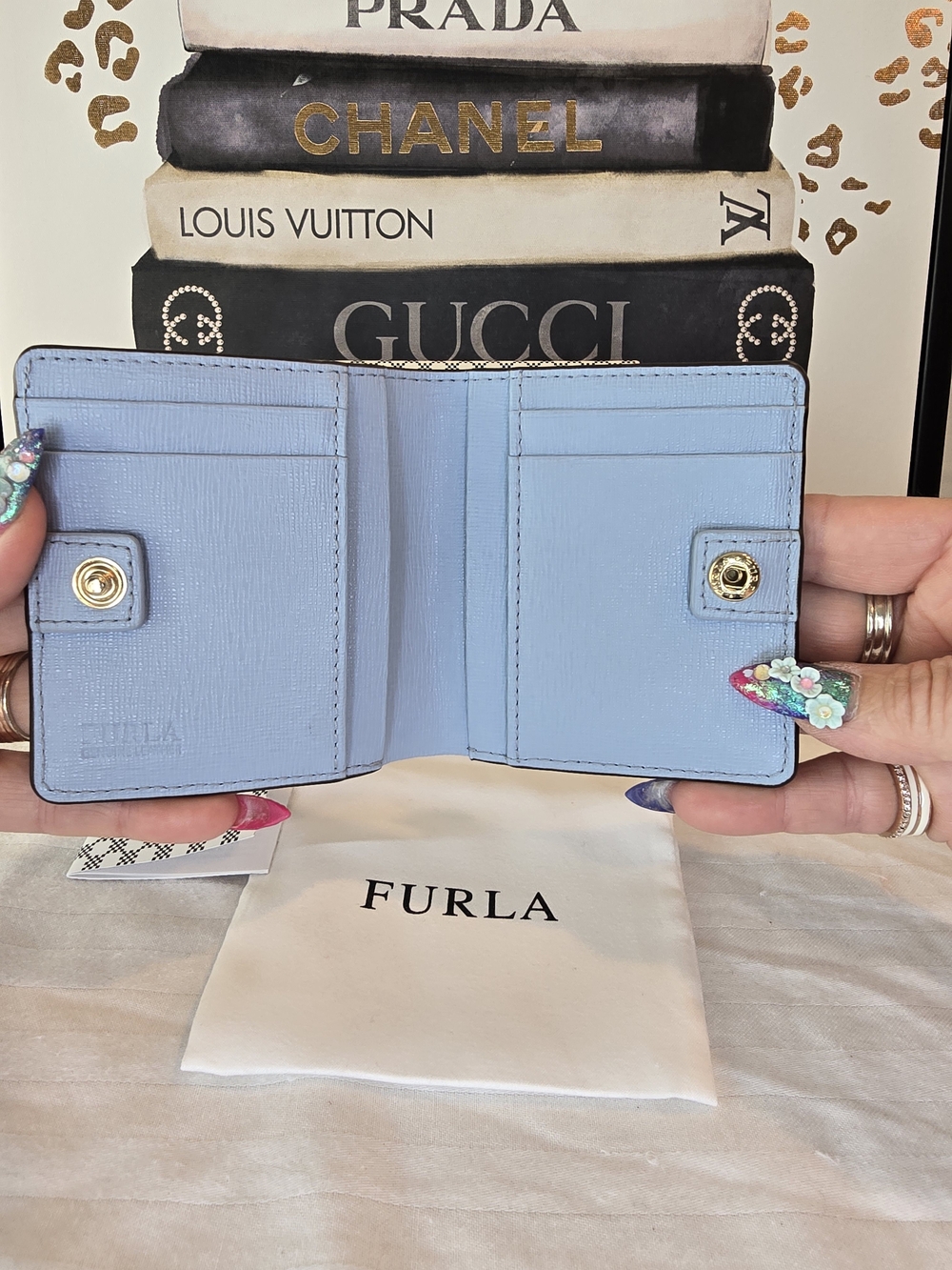 Furla Bifold Blue Wallet Nwt Full Inclusion - Picture 5 of 9
